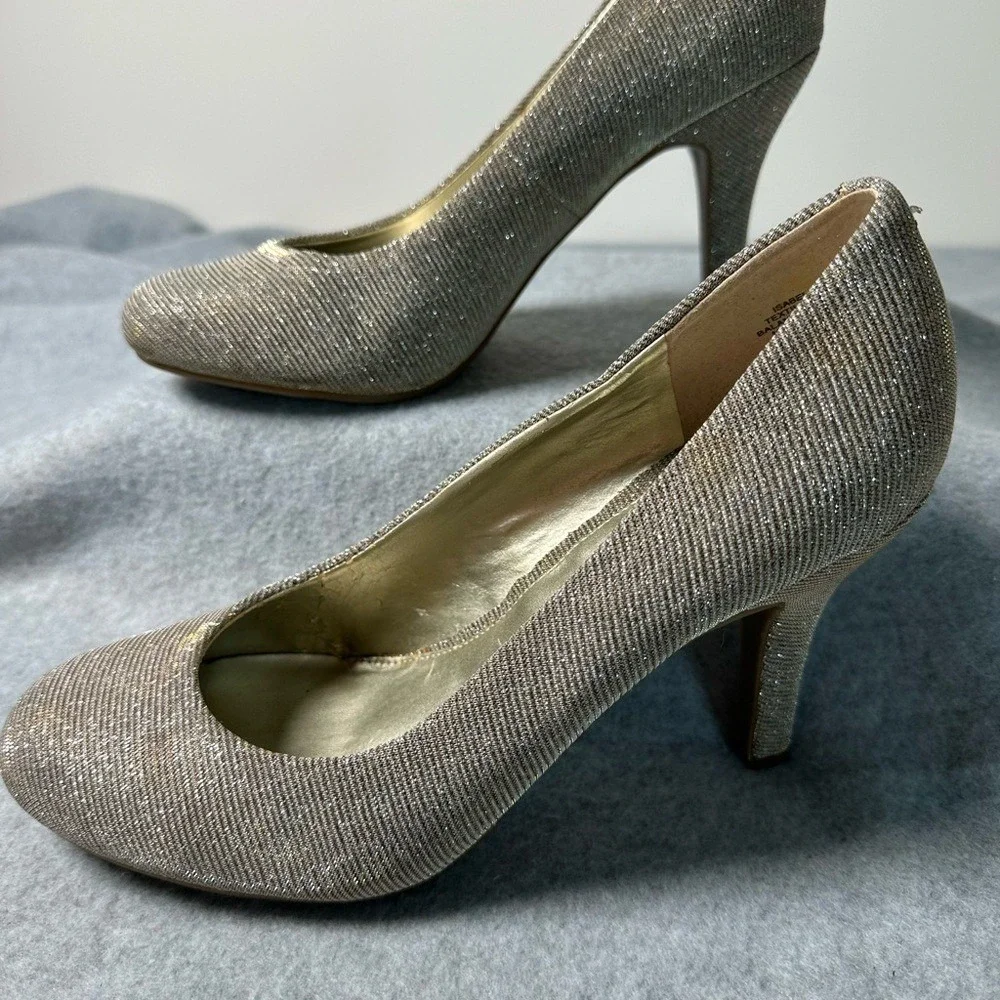 Kelly Katie Women's Glitter Heels Sparkle Pumps Champagne Gold Size 8.5